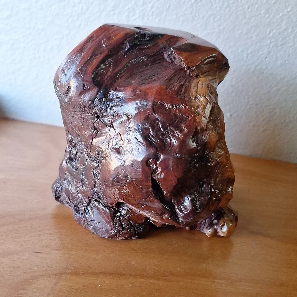 Vintage MCM Handmade burl wood pen holder